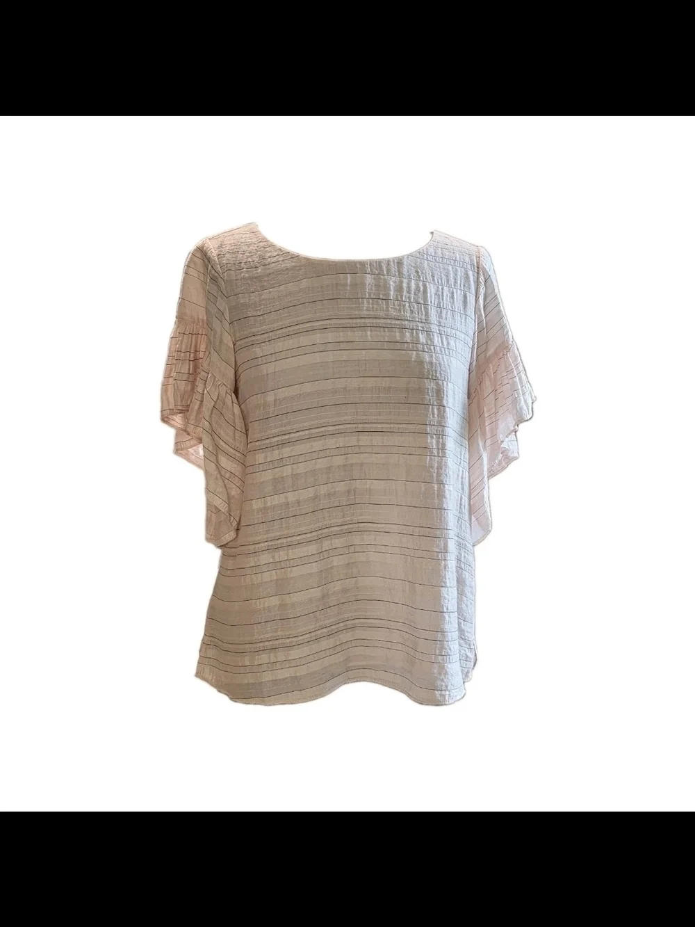 Light Pink Striped Flutter Sleeve Women’s Top